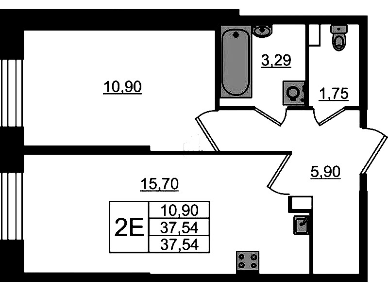 1-комнатная квартира 37.54 м², 1/23 эт., ЖК «Живи! В Рыбацком»